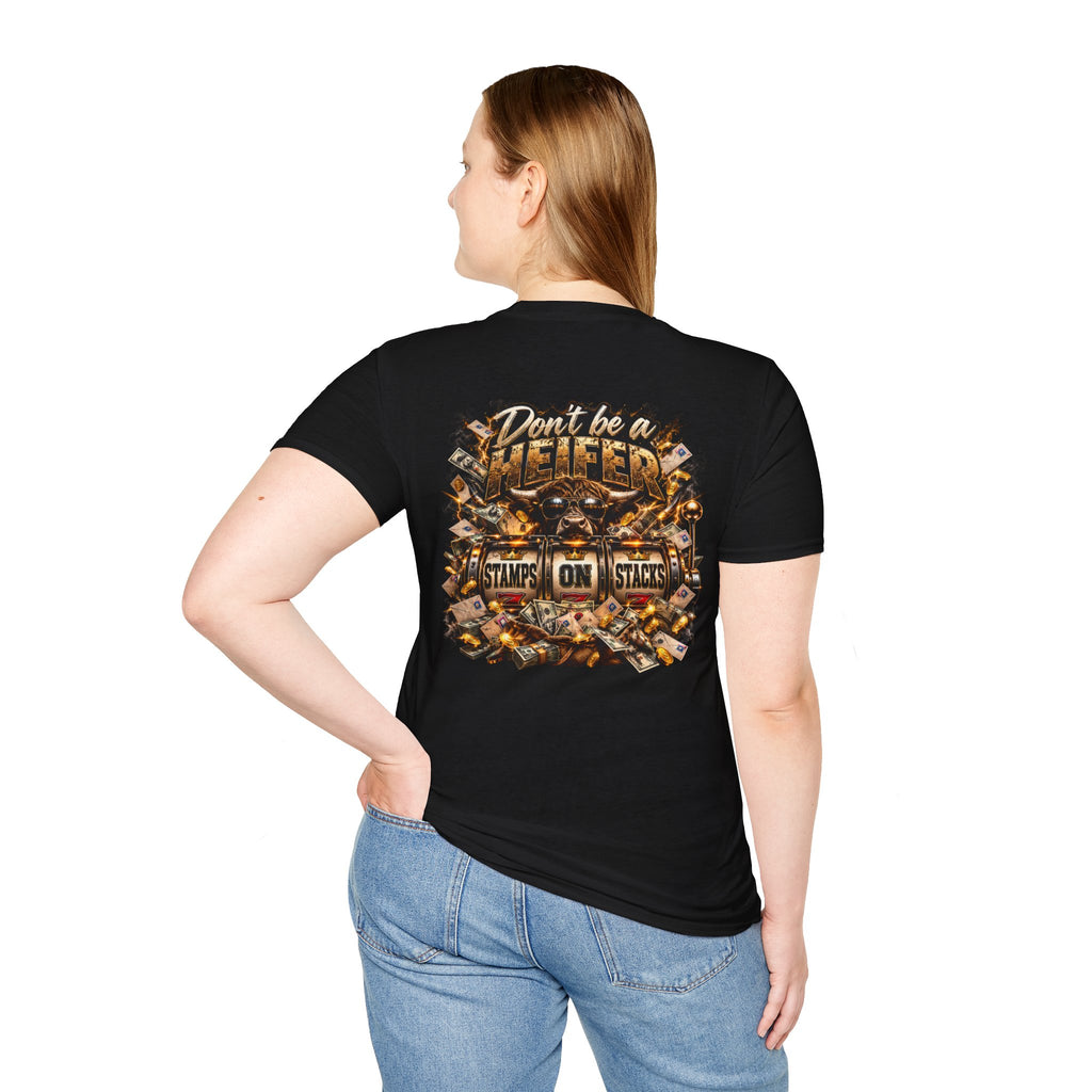 Stamps on Stacks Graphic Tee – Chest Logo & Bold Back Design