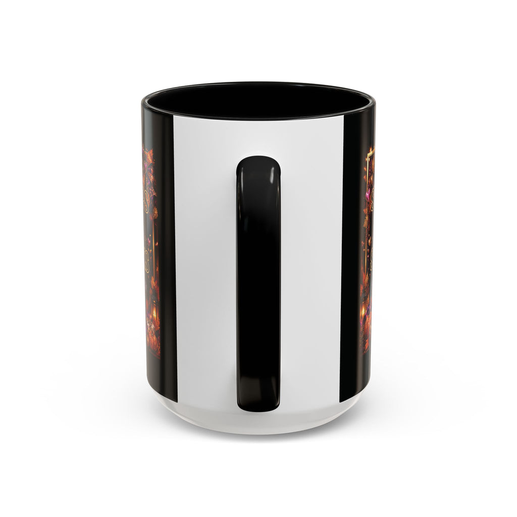 Stamps on Stacks Accent Coffee Mug — Autumn Pumpkin & Leaves Fall Coffee Cup (11/15oz)