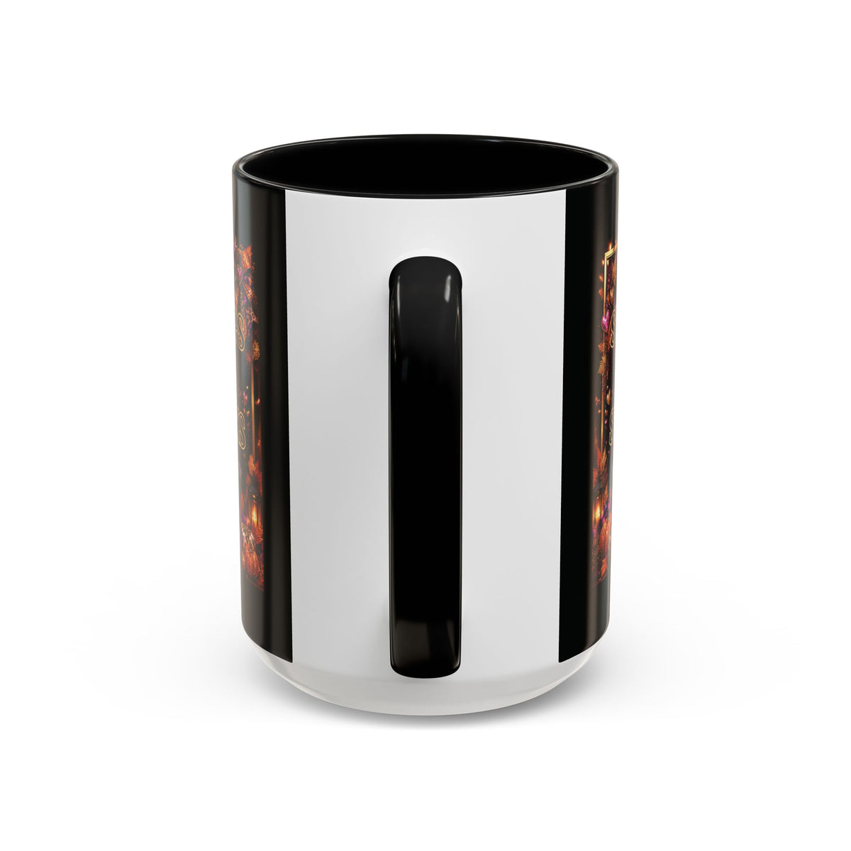 Stamps on Stacks Accent Coffee Mug — Autumn Pumpkin & Leaves Fall Coffee Cup (11/15oz)