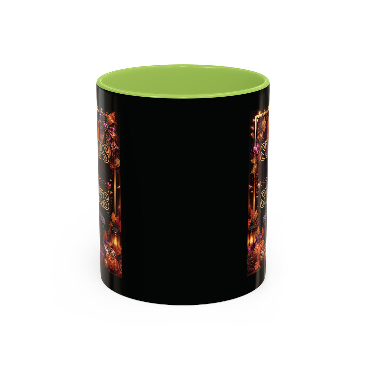 Stamps on Stacks Accent Coffee Mug — Autumn Pumpkin & Leaves Fall Coffee Cup (11/15oz)