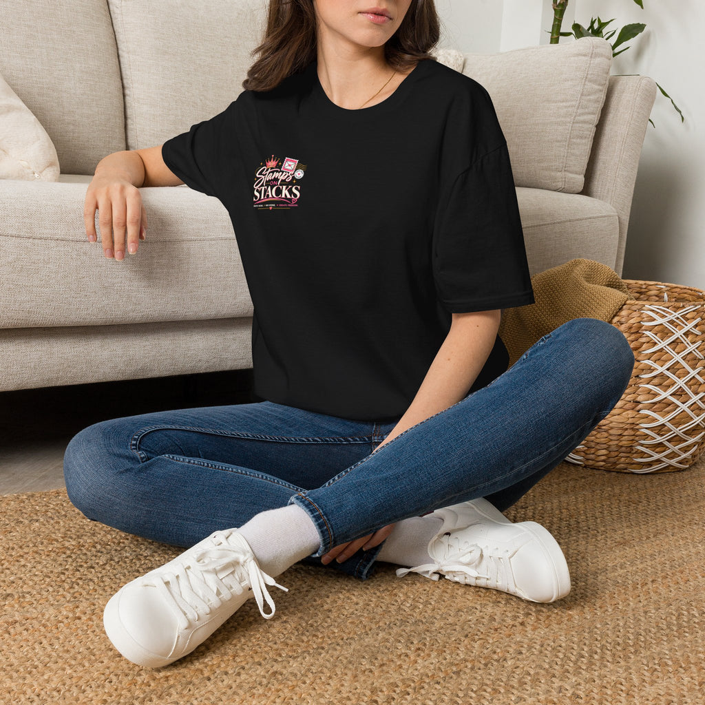 Stamps on Stacks Graphic Tee – Chest Logo & Bold Back Design