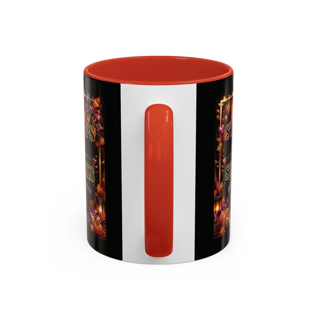 Stamps on Stacks Accent Coffee Mug — Autumn Pumpkin & Leaves Fall Coffee Cup (11/15oz)