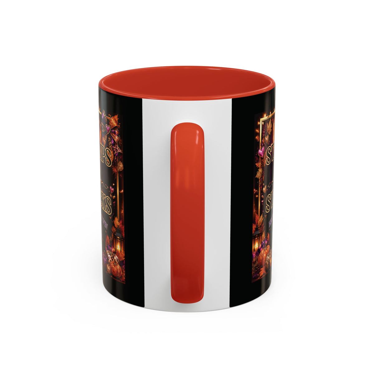 Stamps on Stacks Accent Coffee Mug — Autumn Pumpkin & Leaves Fall Coffee Cup (11/15oz)