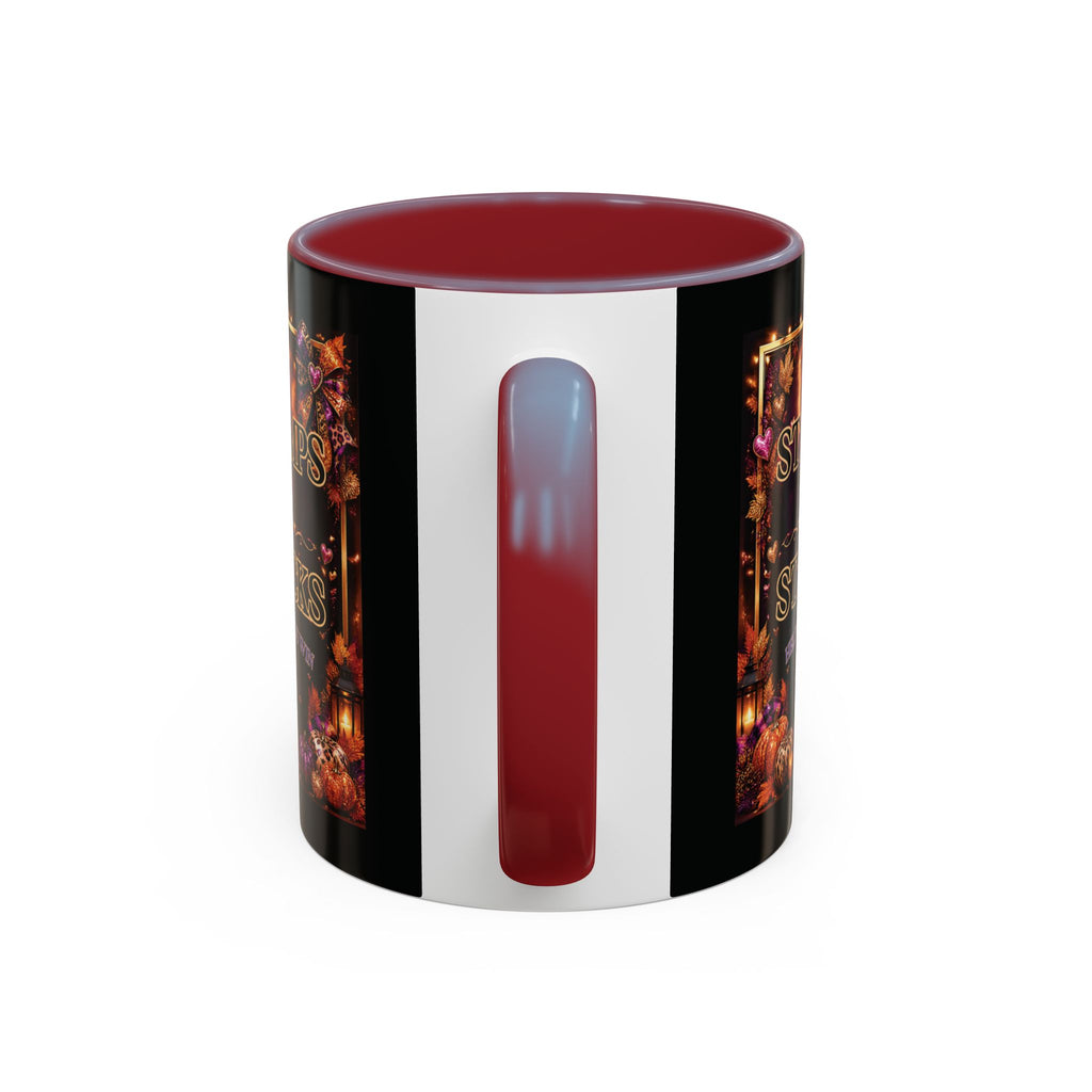 Stamps on Stacks Accent Coffee Mug — Autumn Pumpkin & Leaves Fall Coffee Cup (11/15oz)