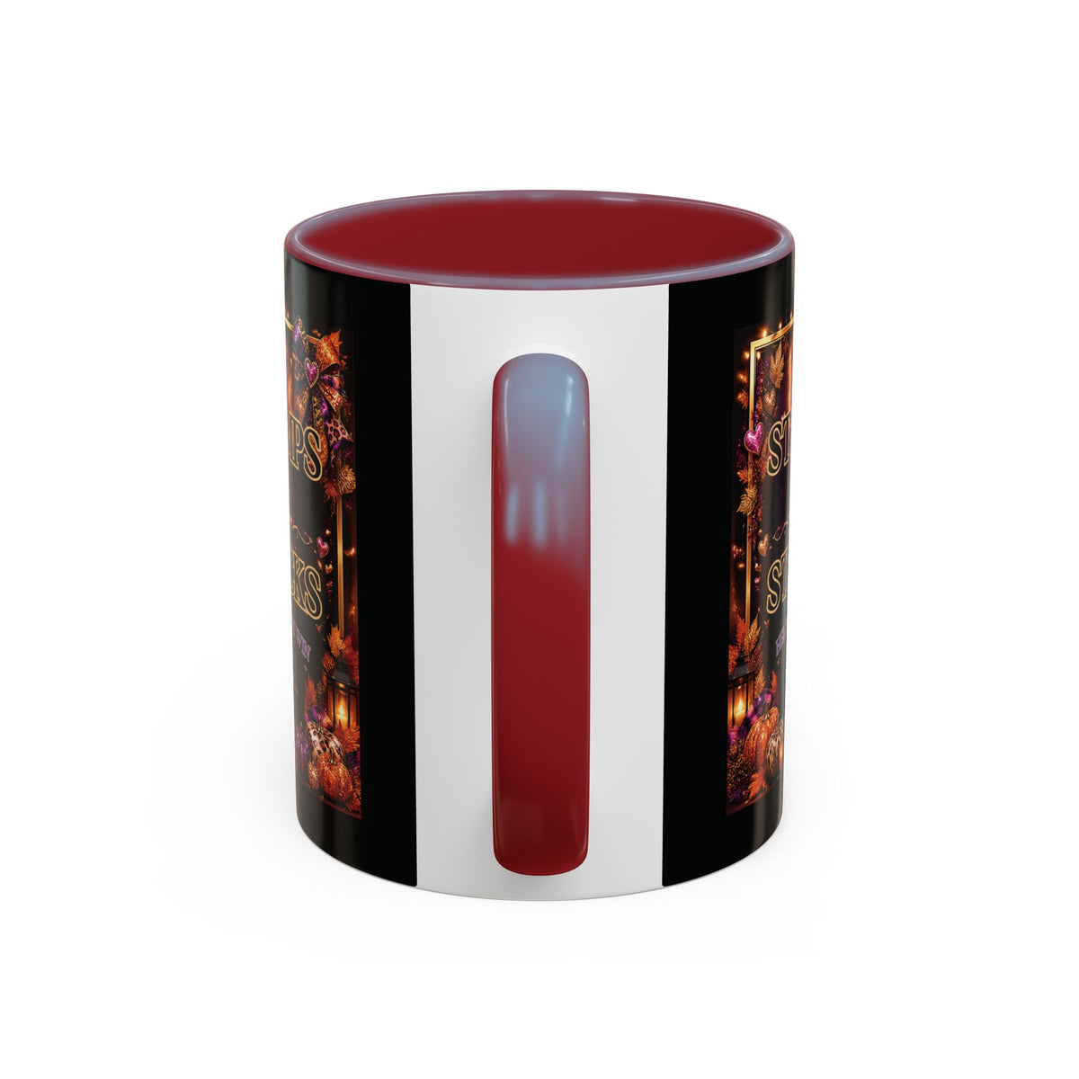 Stamps on Stacks Accent Coffee Mug — Autumn Pumpkin & Leaves Fall Coffee Cup (11/15oz)