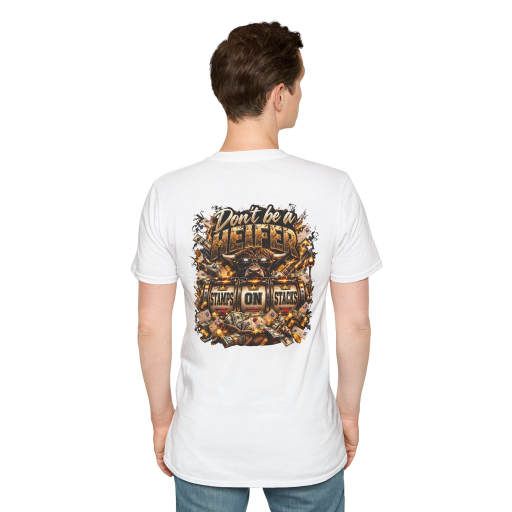 Stamps on Stacks Graphic Tee – Chest Logo & Bold Back Design