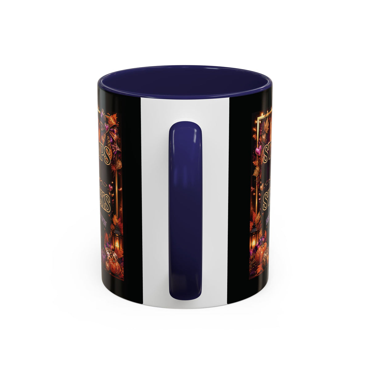 Stamps on Stacks Accent Coffee Mug — Autumn Pumpkin & Leaves Fall Coffee Cup (11/15oz)