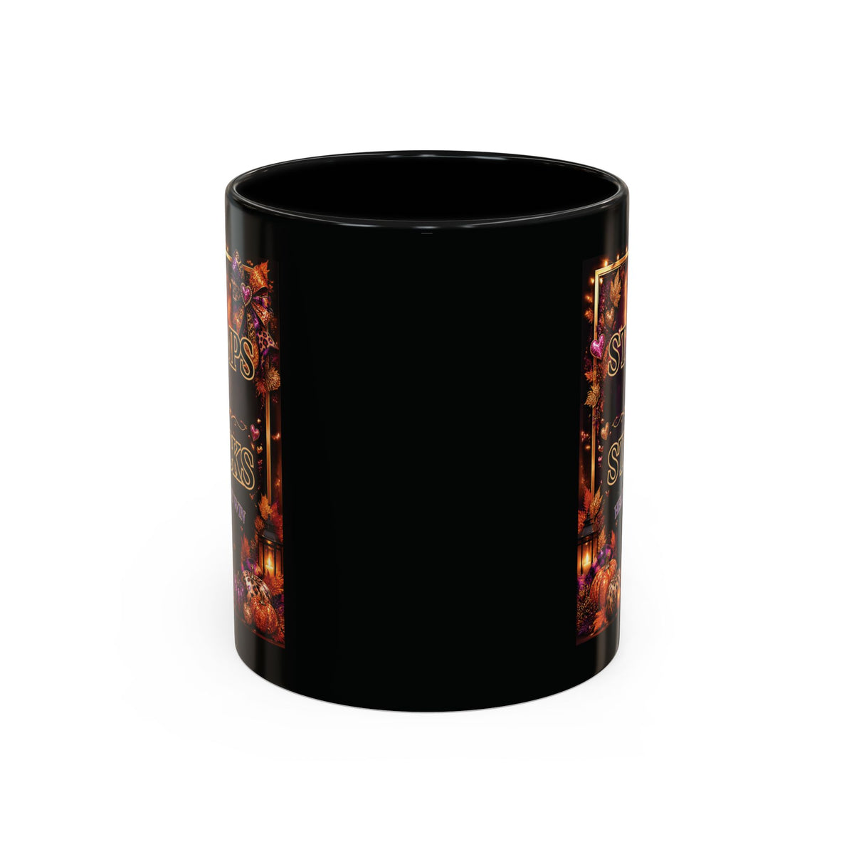 Stamps on Stacks Accent Coffee Mug — Autumn Pumpkin & Leaves Fall Coffee Cup (11/15oz)