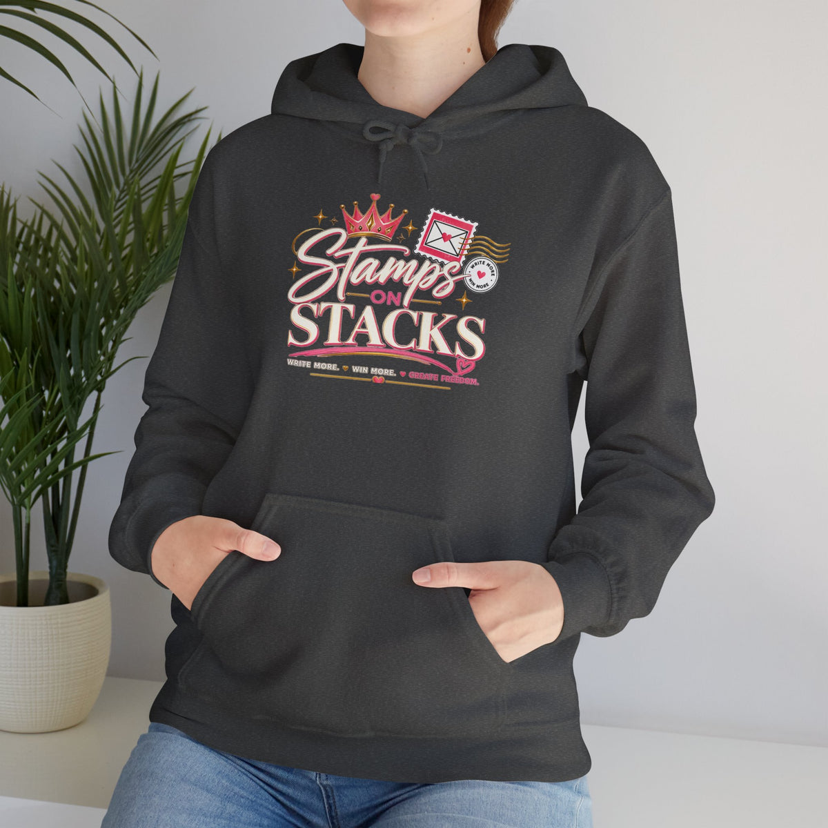 Stampin' On Stacks Hoodie – Cute Pink Sweatshirt