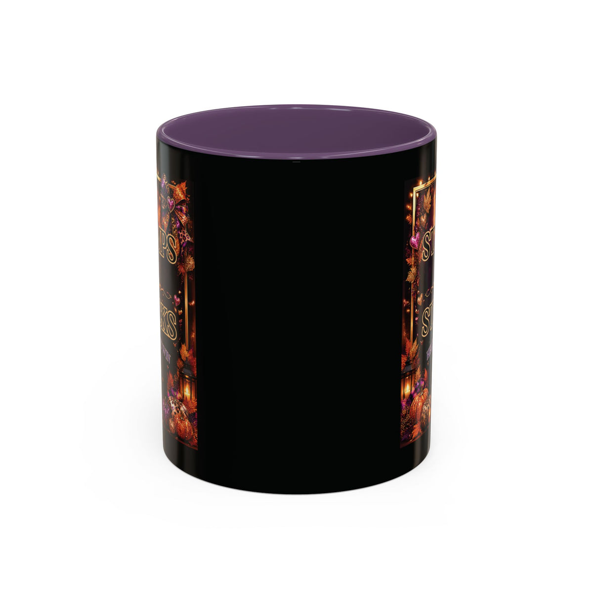 Stamps on Stacks Accent Coffee Mug — Autumn Pumpkin & Leaves Fall Coffee Cup (11/15oz)
