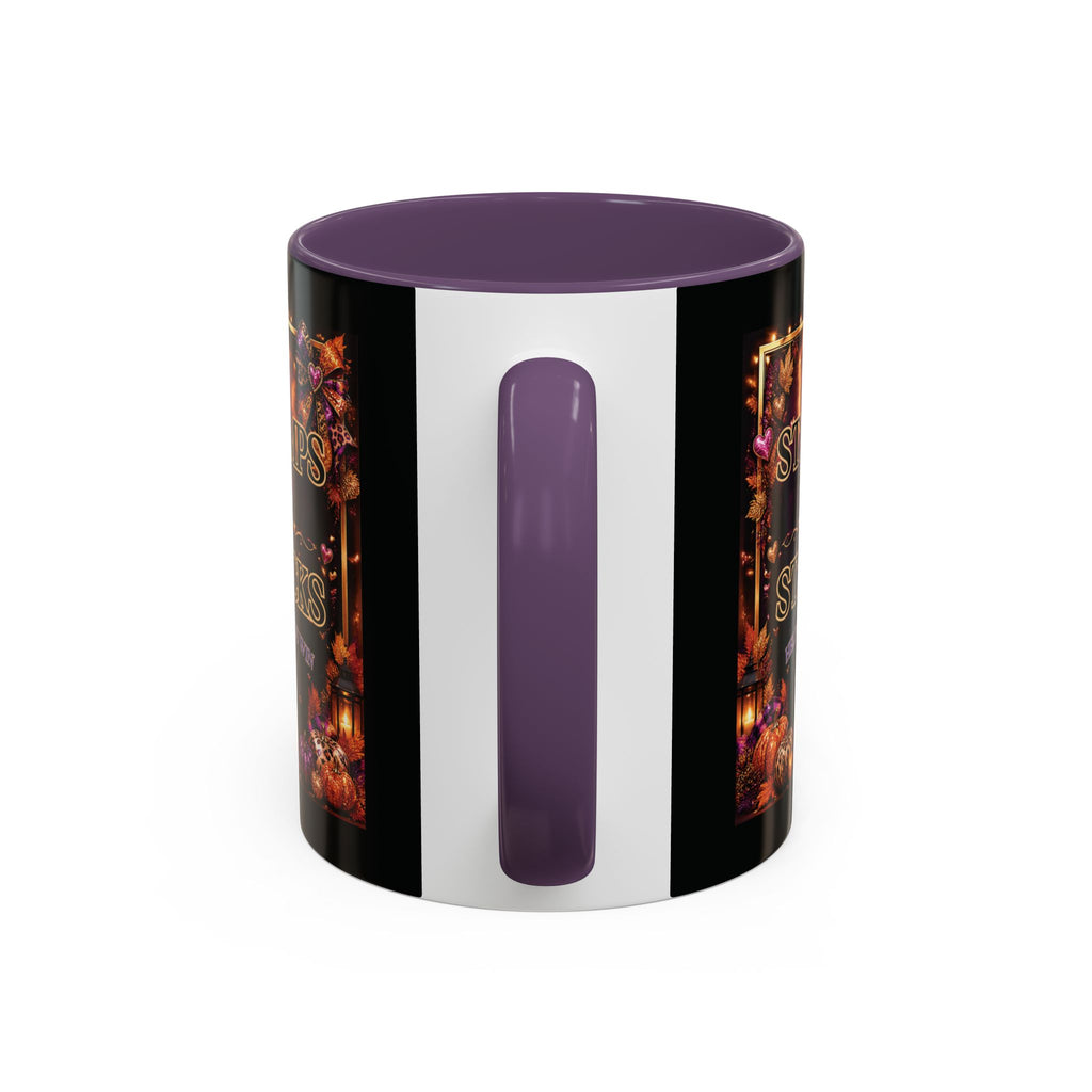 Stamps on Stacks Accent Coffee Mug — Autumn Pumpkin & Leaves Fall Coffee Cup (11/15oz)