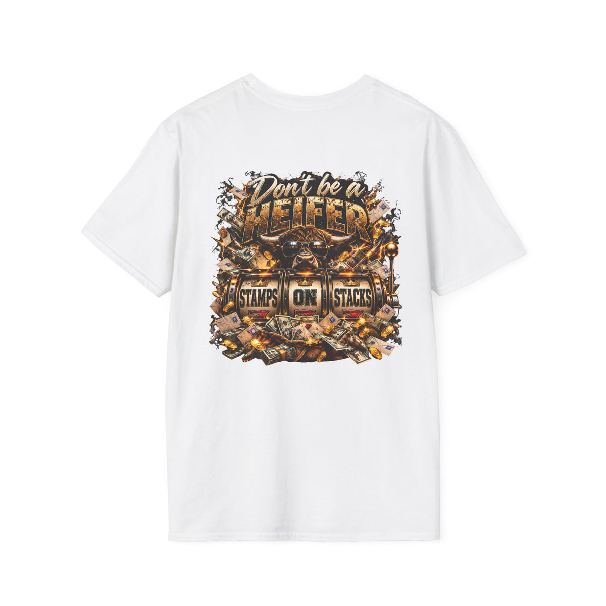 Stamps on Stacks Graphic Tee – Chest Logo & Bold Back Design