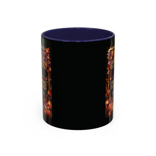 Stamps on Stacks Accent Coffee Mug — Autumn Pumpkin & Leaves Fall Coffee Cup (11/15oz)