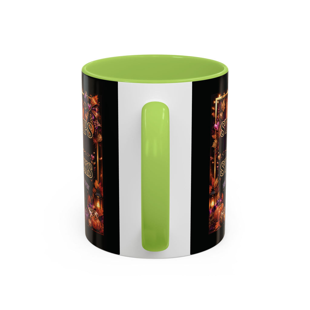 Stamps on Stacks Accent Coffee Mug — Autumn Pumpkin & Leaves Fall Coffee Cup (11/15oz)