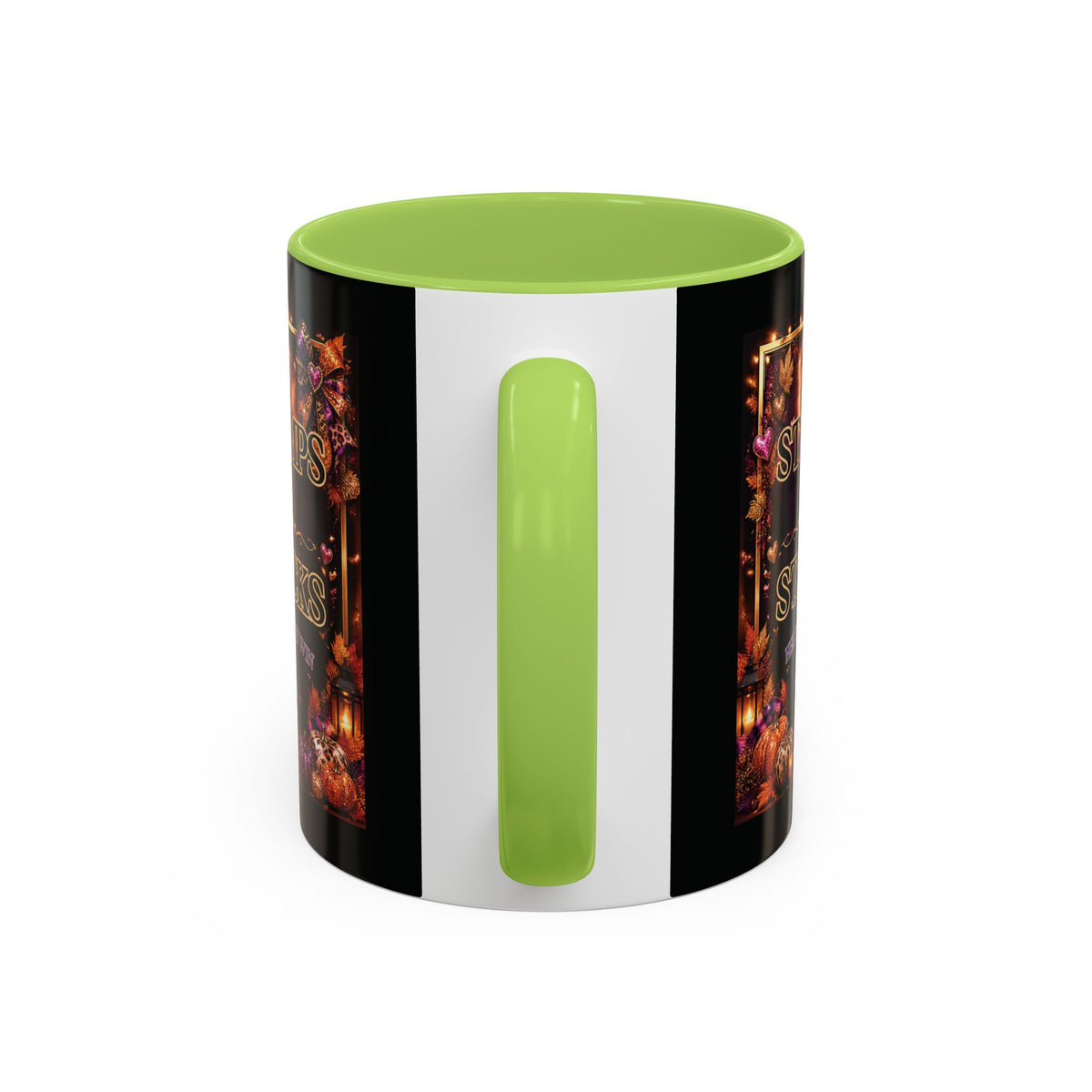 Stamps on Stacks Accent Coffee Mug — Autumn Pumpkin & Leaves Fall Coffee Cup (11/15oz)