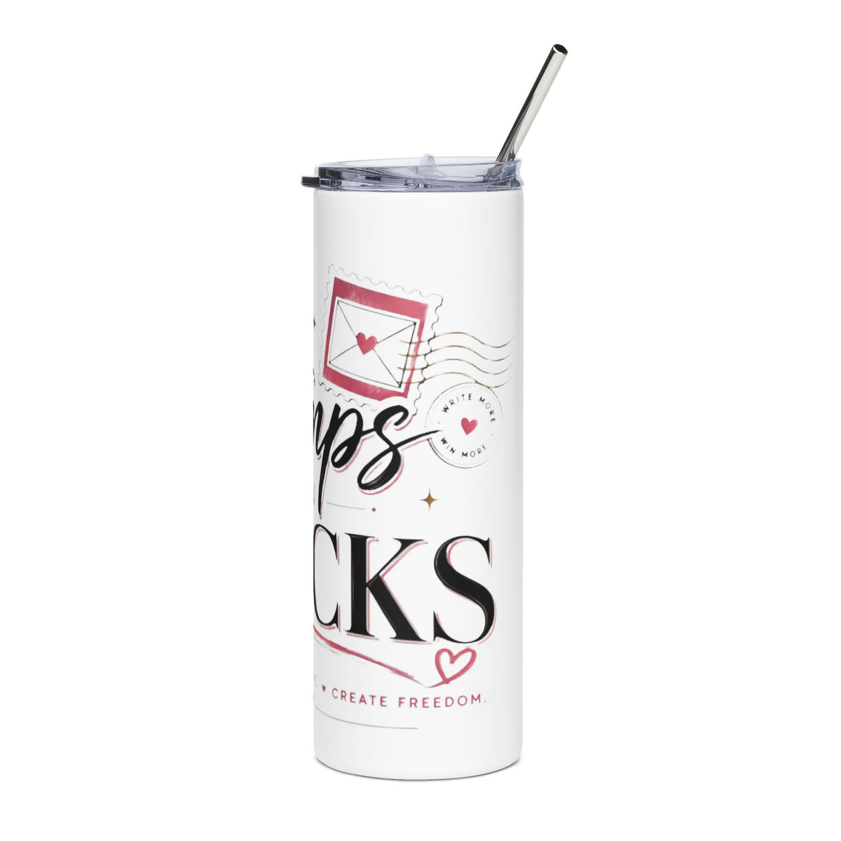 Stamps on Stacks Signature Logo Tumbler with Straw