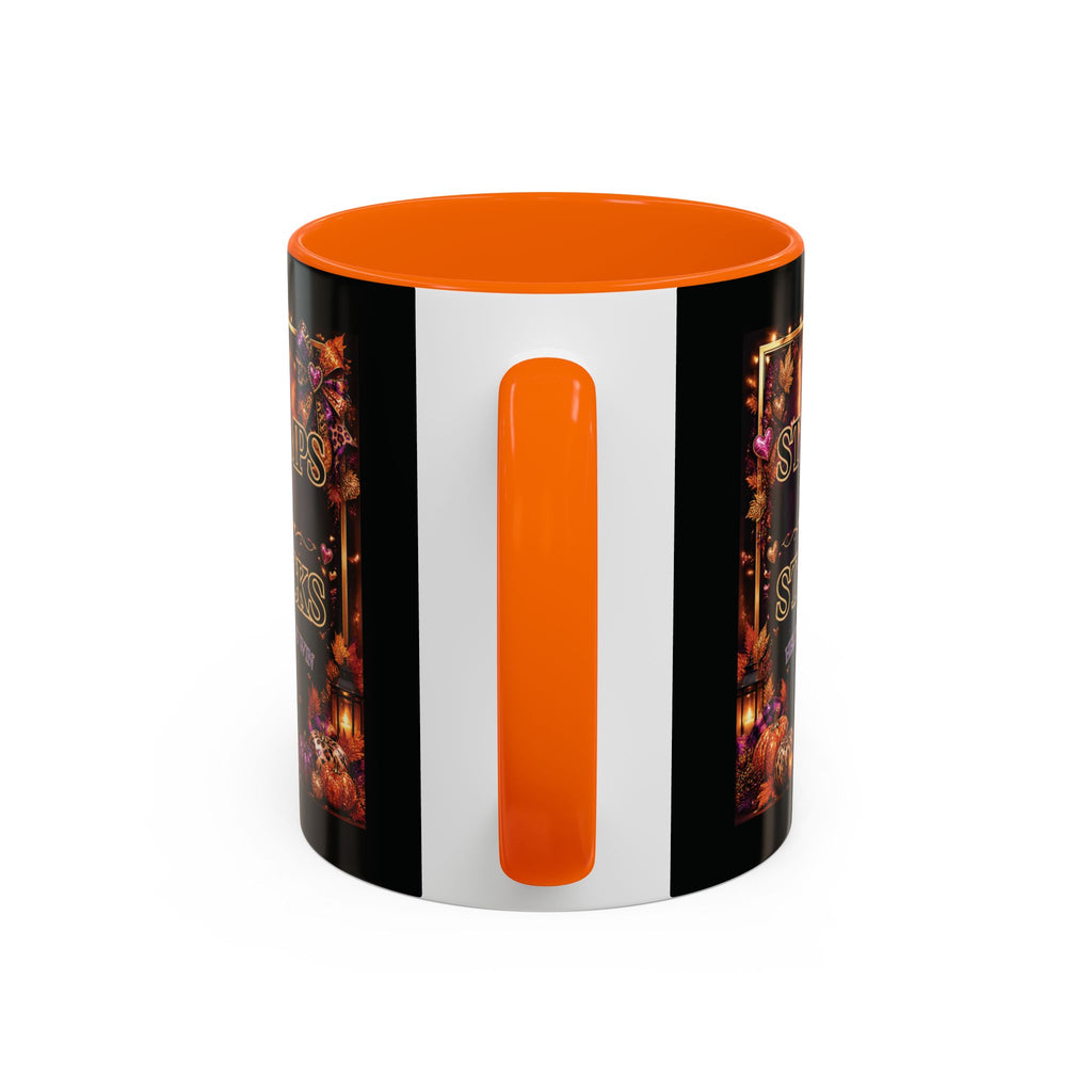 Stamps on Stacks Accent Coffee Mug — Autumn Pumpkin & Leaves Fall Coffee Cup (11/15oz)