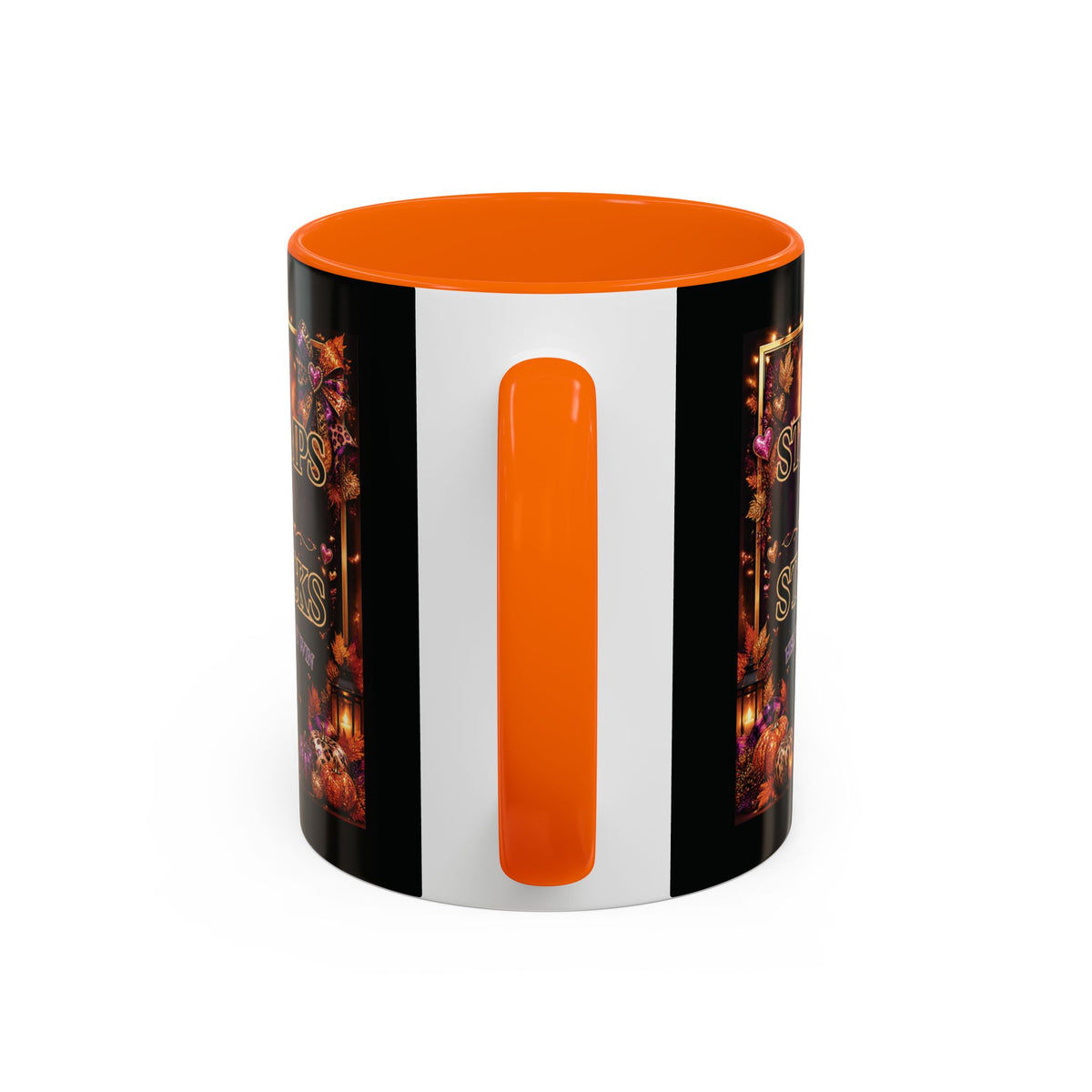 Stamps on Stacks Accent Coffee Mug — Autumn Pumpkin & Leaves Fall Coffee Cup (11/15oz)