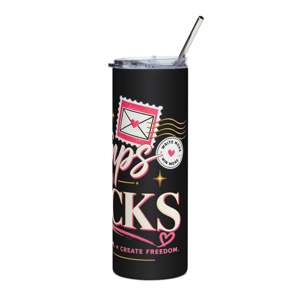 Stamps on Stacks Signature Logo Tumbler with Straw