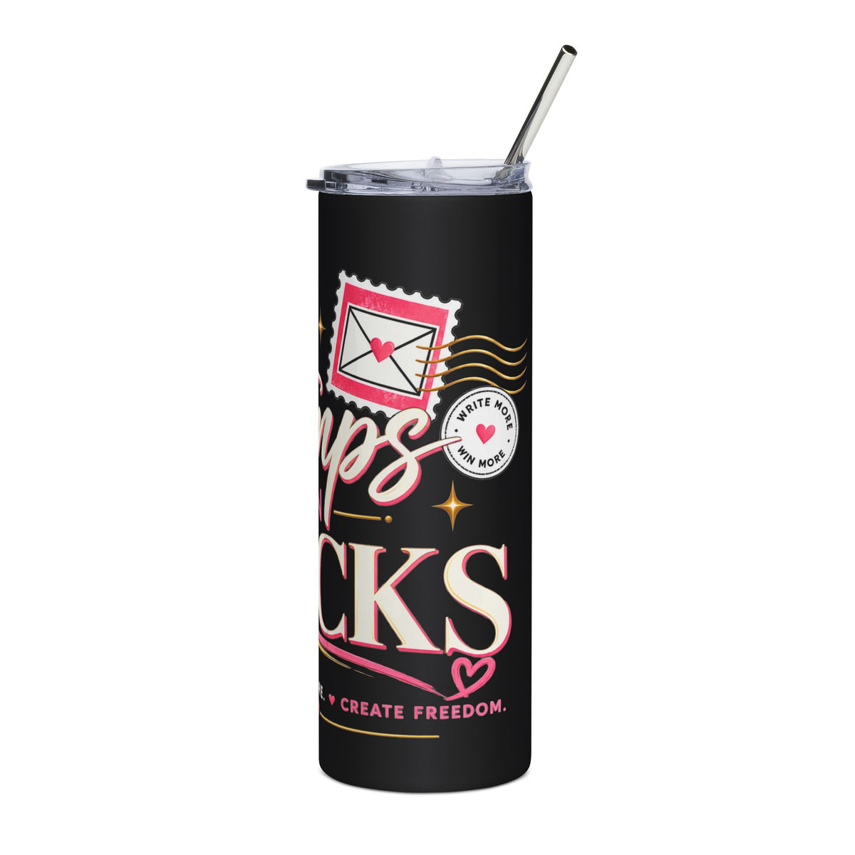 Stamps on Stacks Signature Logo Tumbler with Straw