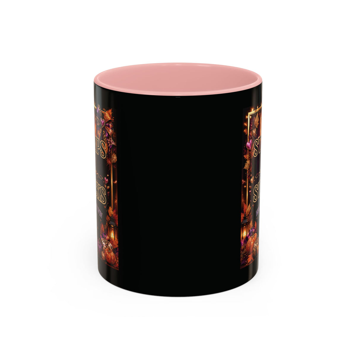 Stamps on Stacks Accent Coffee Mug — Autumn Pumpkin & Leaves Fall Coffee Cup (11/15oz)
