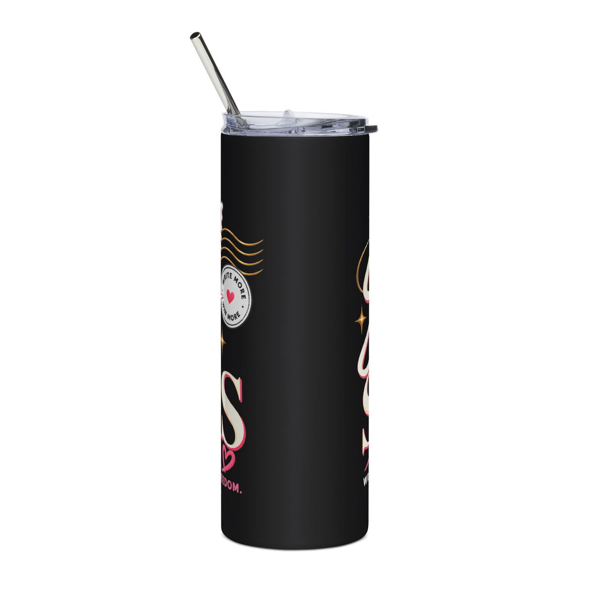 Stamps on Stacks Signature Logo Tumbler with Straw