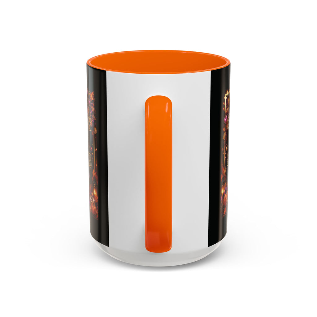 Stamps on Stacks Accent Coffee Mug — Autumn Pumpkin & Leaves Fall Coffee Cup (11/15oz)