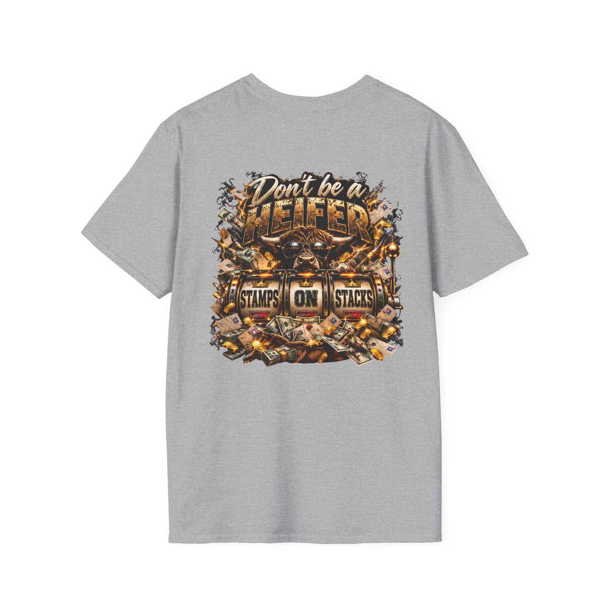 Stamps on Stacks Graphic Tee – Chest Logo & Bold Back Design