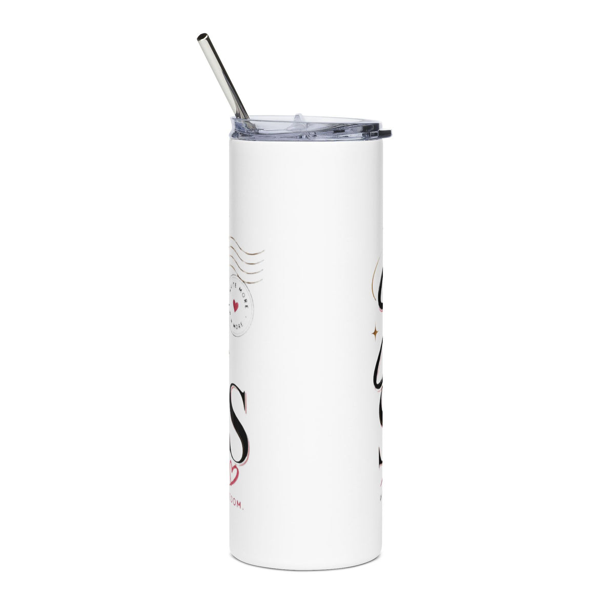 Stamps on Stacks Signature Logo Tumbler with Straw