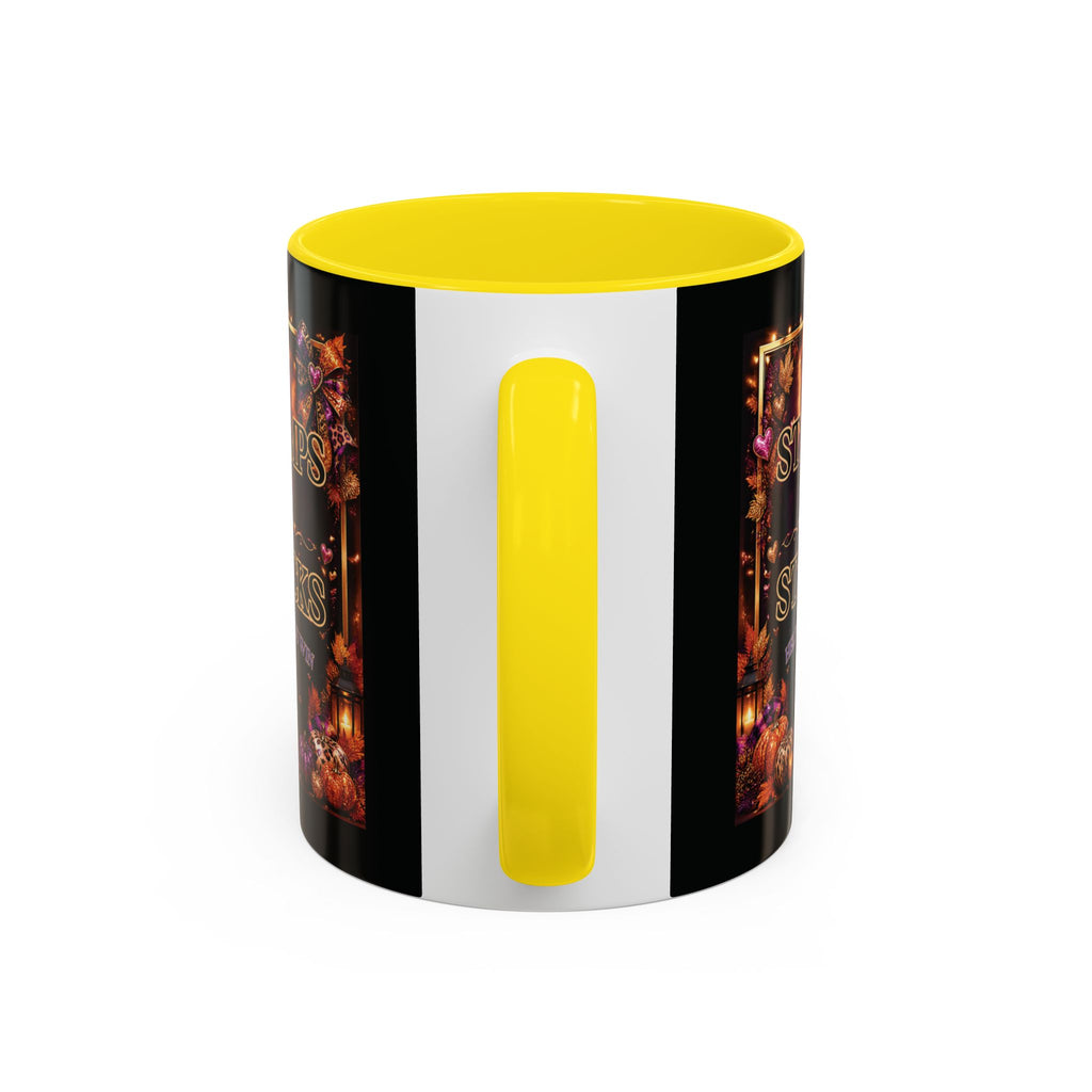 Stamps on Stacks Accent Coffee Mug — Autumn Pumpkin & Leaves Fall Coffee Cup (11/15oz)