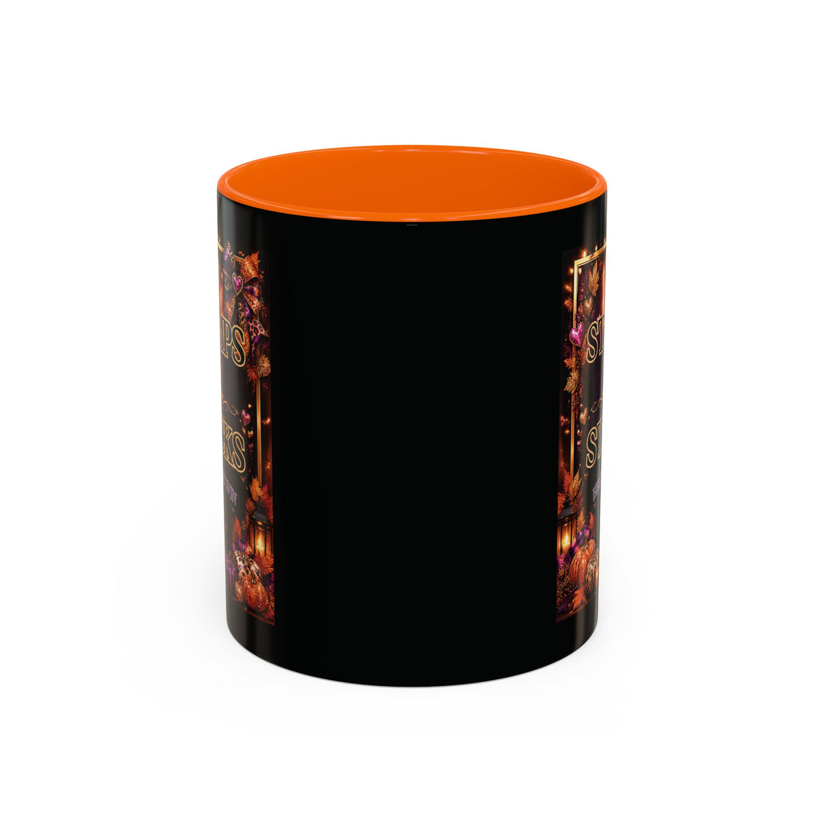 Stamps on Stacks Accent Coffee Mug — Autumn Pumpkin & Leaves Fall Coffee Cup (11/15oz)