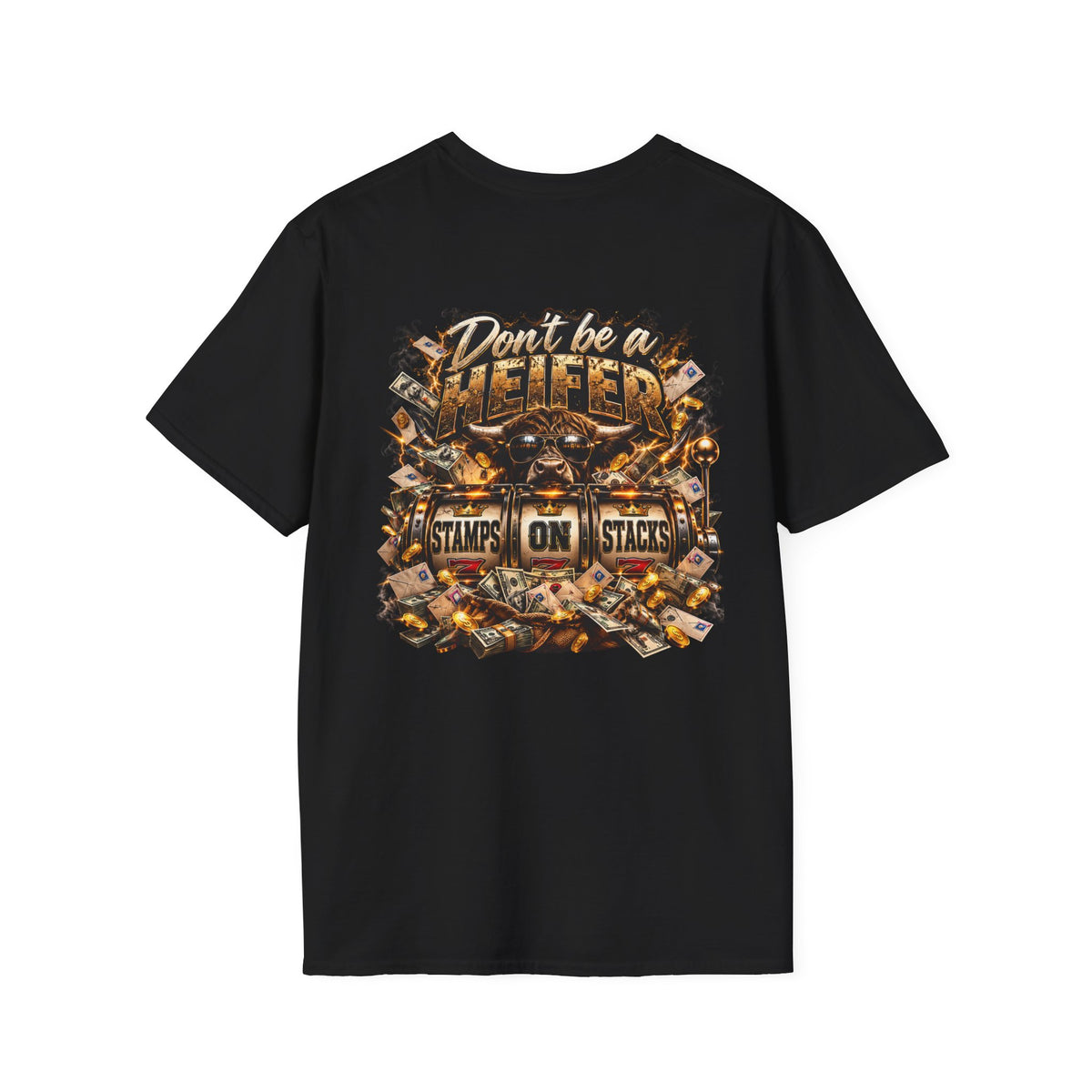 Stamps on Stacks Graphic Tee – Chest Logo & Bold Back Design