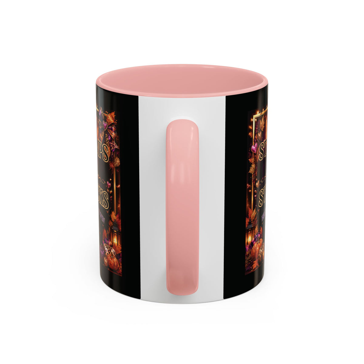 Stamps on Stacks Accent Coffee Mug — Autumn Pumpkin & Leaves Fall Coffee Cup (11/15oz)